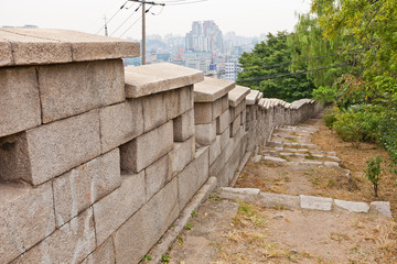 Fototapeta na wymiar Seoul City Fortress Wall (circa 1397)