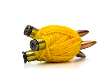 PACIFISM DISARMAMENT 3 -Βullets wrapped with thread of wool.
