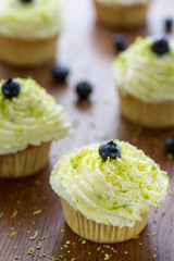 Blueberry cupcakes with creme and citron
