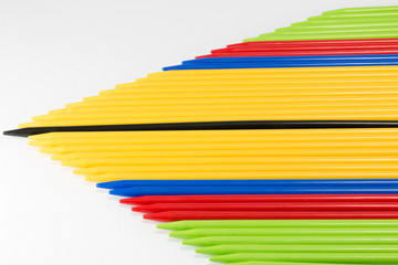group of colorful pick-up sticks place side by side