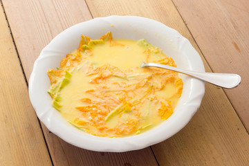 Zucchini flowers ready  for frying