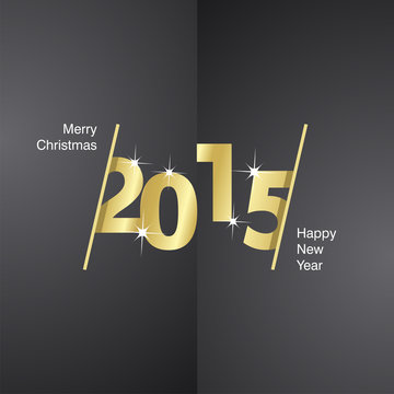 2015 Happy New Year gold black background