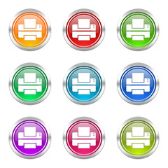 printer colorful vector icons set