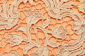 detail of dutch lace embroidered by needle