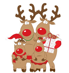 Reindeer family, Christmas and New Year card