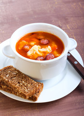 Cauliflower and sausage soup