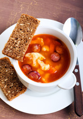 Cauliflower and sausage soup