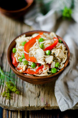 Fried rice with chicken and vegetables