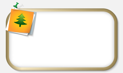 Fototapeta premium golden frame with pushpin and Christmas tree