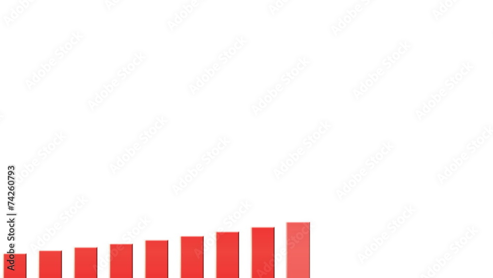 Poster red bar chart showing growth on white background