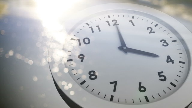 Clock ticking over sea animation