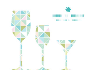 Vector colorful pastel triangle texture three wine glasses