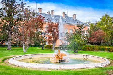 Ornamental fountains of the Palace of Aranjuez, Madrid, Spain.