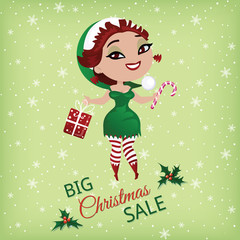 Christmas sale with cute elf