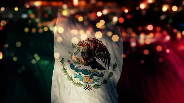 Mexico Flag Light Night Bokeh Abstract Loop Animation
