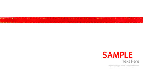Fototapeta premium Shiny red and gold border ribbon on white background with copy