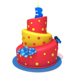 Birthday cake with number three
