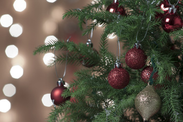 Obraz na płótnie Canvas Christmas Ornament with Lighted Tree in Background
