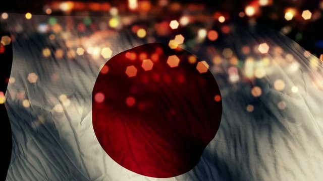 Japan Flag Light Night Bokeh Abstract Loop Animation
