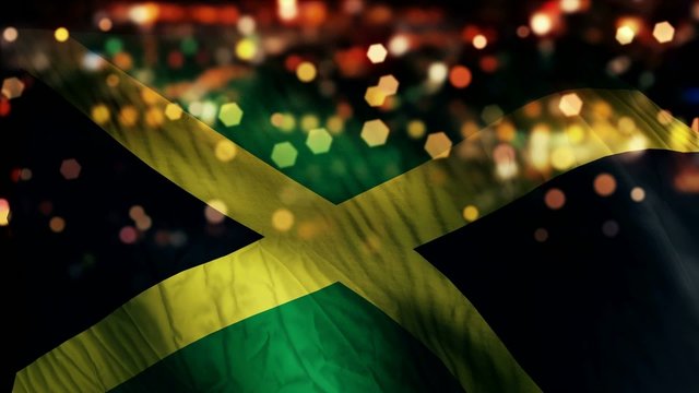 Jamaica Flag Light Night Bokeh Abstract Loop Animation