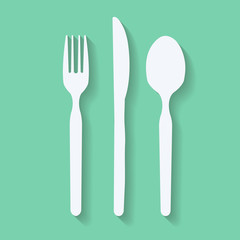 knife, fork and spoon