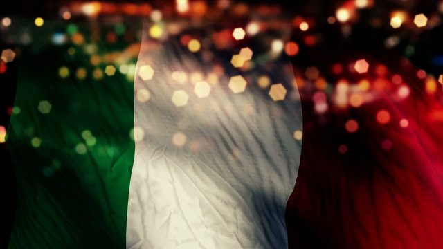 Italy Flag Light Night Bokeh Abstract Loop Animation