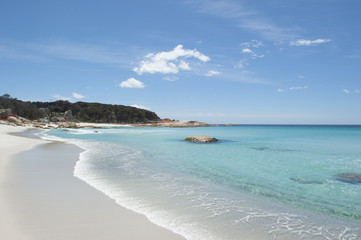 Fototapeta na wymiar Beach at Bay of Fires Tasmania coast