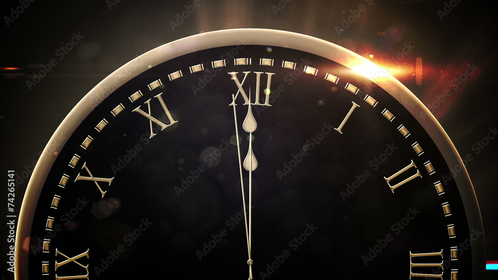 Poster Countdown to midnight with exploding fireworks