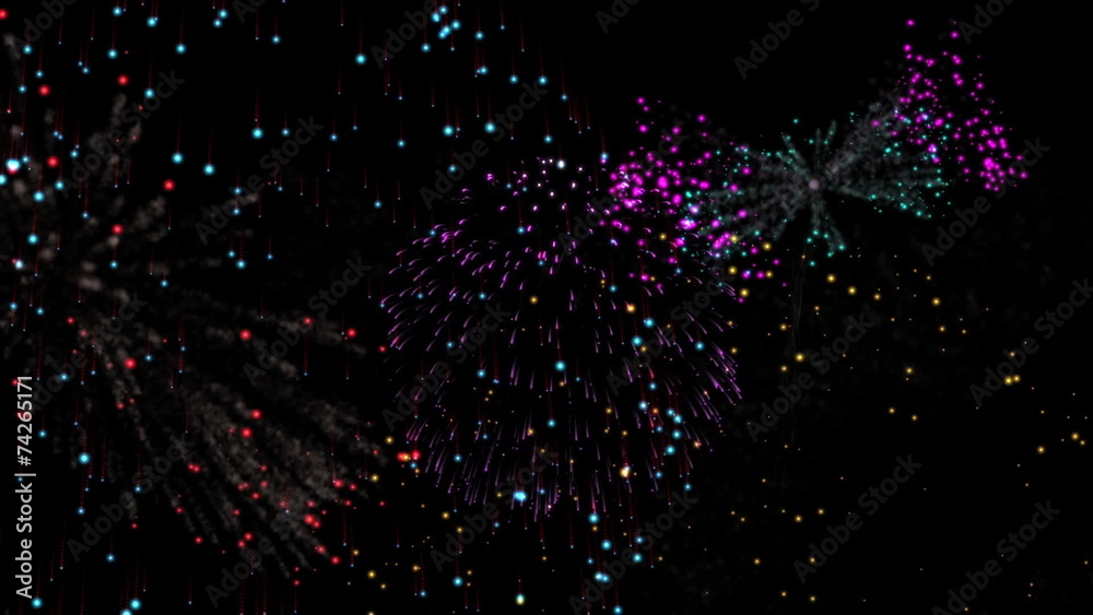 Fototapete countdown to midnight with exploding fireworks