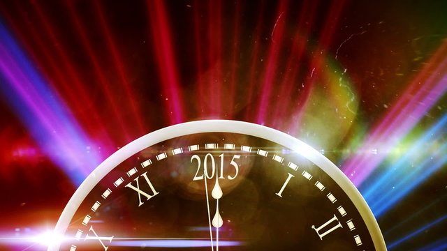 Countdown to midnight with exploding fireworks