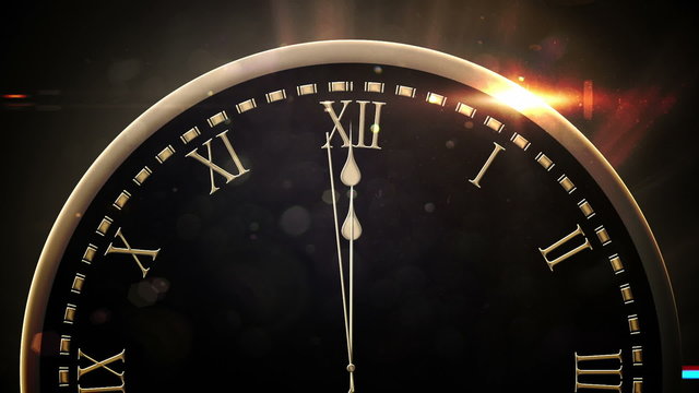 Countdown to midnight with exploding fireworks