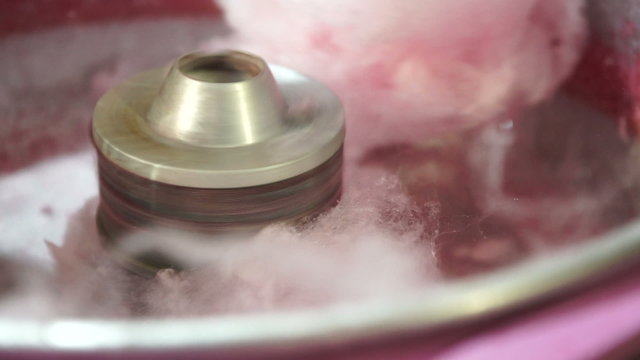 Close up of candy floss or cotton candy being made