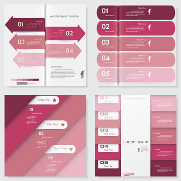 Collection of clean number banners template/website layout.
