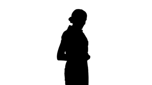 Woman getting stomach pain in black silhouette