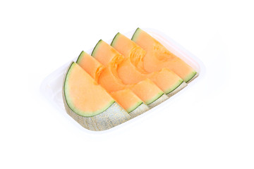 cantaloupe melon slice isolated on white background