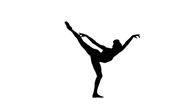 Ballerina dancing in black silhouette