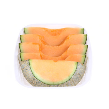 cantaloupe melon slice isolated on white background
