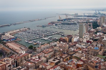 Fototapeta na wymiar Aerial view of evening Alicante