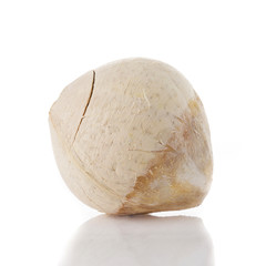 Burnt coconut sweet drink isolated on white.