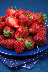 Strawberries in blue plate