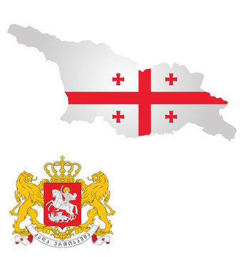 Flag And Coat Of Arms Of Georgia