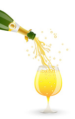 christmas postal with the bottle of champagne and glass