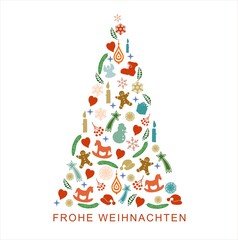 geschmückter Weihnachtsbaum - grafische Elemente - Frohe Weihnachten - Grußkarte