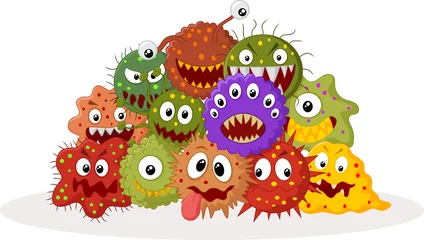Fotobehang Cartoon bacteria colony © tigatelu