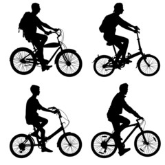Set silhouette of a cyclist male and female.  vector illustratio