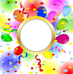 vignette with balloons on a bright christmas background