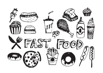 fast food icons vector symbols