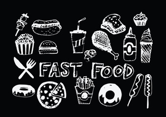 fast food icons vector symbols