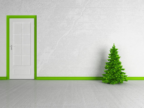 Christmas Tree Near The Door