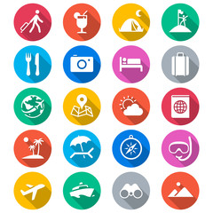 Traveling flat color icons